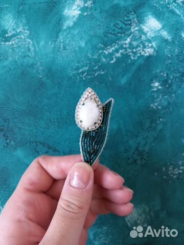 Брошь тюльпан ручной работы