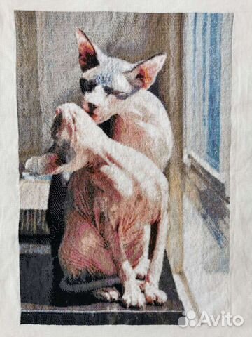 Картина вышитая крестом кошки сфинксы