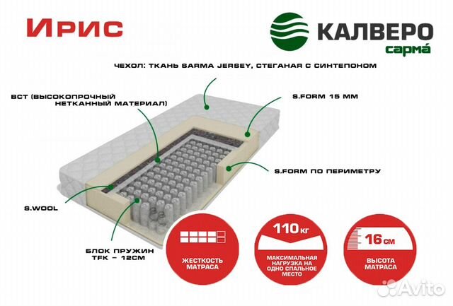 Матрас двуспальный пружинный от производителя Матрас двуспальный пружинный от производителя
