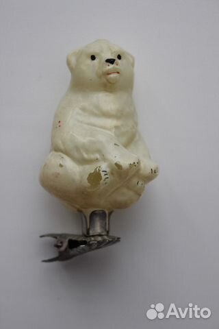 Ёлочная игрушка СССР белый медведь