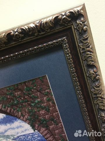 Вышитая картина в раме Прибрежный вид Вышитая картина в раме Прибрежный вид