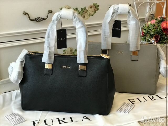 Furla Amelia сумка чёрная серая оригинал кожа