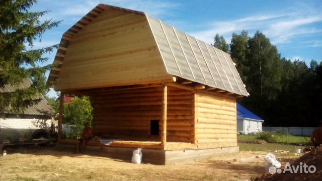 Сруб дома 6х8+2м терраса крыша мансардная ломанная Сруб дома 6х8+2м терраса крыша мансардная ломанная