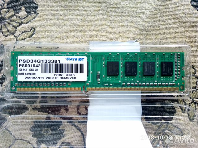 Модуль памяти patriot PSD34G133381 DDR3 - 4Гб 1333 Модуль памяти patriot PSD34G133381 DDR3 - 4Гб 1333