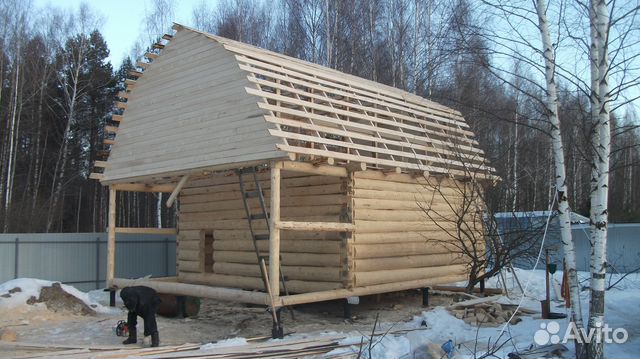 Сруб дома 7х6+ 2 крыша мансардная с установкой