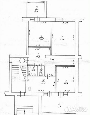 3-к квартира, 93 м², 1/5 эт.