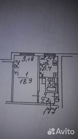 1-к квартира, 32.8 м², 9/9 эт.