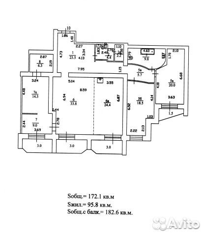 4-к квартира, 172 м², 4/10 эт.