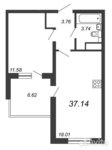 1-к квартира, 37.1 м², 10/24 эт.