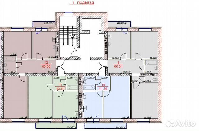 2-к квартира, 64 м², 3/9 эт.