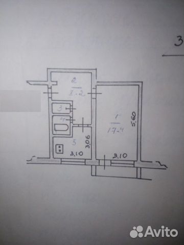 1-к квартира, 38.4 м², 3/5 эт.