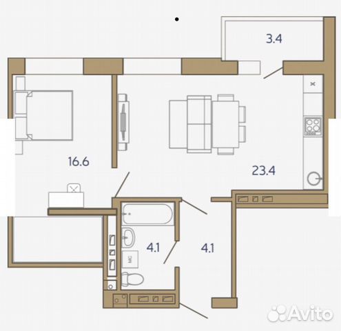 2-к квартира, 51 м², 4/16 эт.