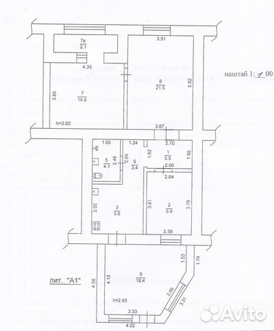 3-к квартира, 88.4 м², 1/2 эт.
