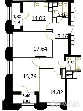 3-к квартира, 88.9 м², 19/24 эт. 3-к квартира, 88.9 м², 19/24 эт.