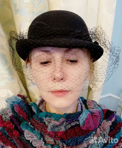 Шляпа с вуалью черная винтаж Шляпа с вуалью черная винтаж