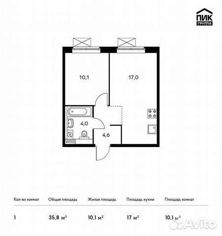 1-к квартира, 35.8 м², 11/25 эт. 1-к квартира, 35.8 м², 11/25 эт.
