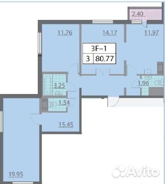 3-к квартира, 80.8 м², 6/17 эт. 3-к квартира, 80.8 м², 6/17 эт.