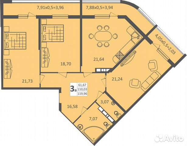 3-к квартира, 120 м², 9/16 эт. 3-к квартира, 120 м², 9/16 эт.