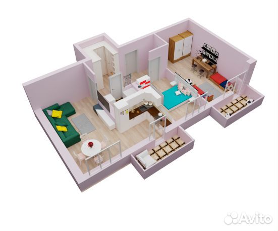 2-к квартира, 64.6 м², 1/16 эт.