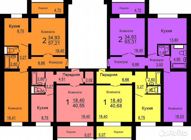 2-к квартира, 67 м², 6/10 эт.