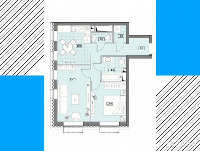 2-к квартира, 55.3 м², 3/29 эт. 2-к квартира, 55.3 м², 3/29 эт.