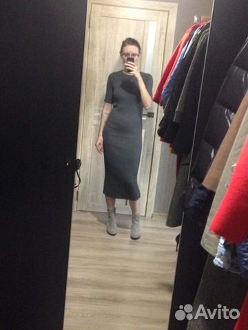 Серое платье-лапша Zara Maternity