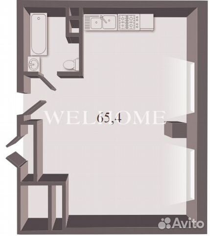 2-к квартира, 65.4 м², 6/13 эт.