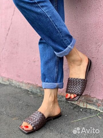 Шлепки женские bottega veneta кожа