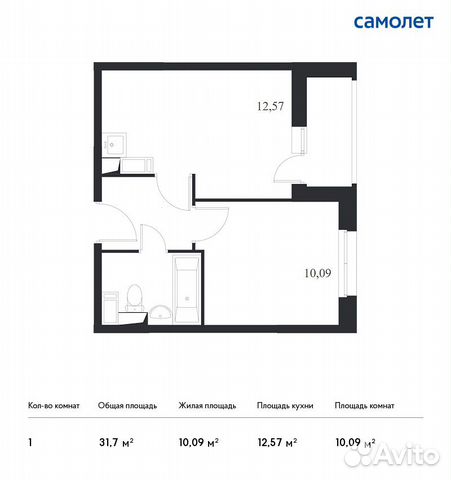 1-к квартира, 31.7 м², 8/12 эт. 1-к квартира, 31.7 м², 8/12 эт.