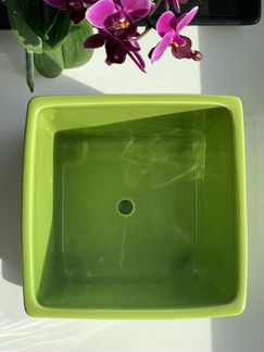 Цветочный горшок с поддоном / кашпо керамика