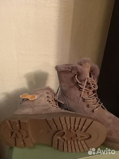 Ботинки женские натуральная замша и мех новые