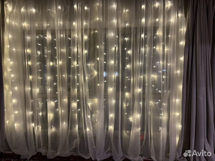 Гирлянда штора 3х2 м высота теплый белый