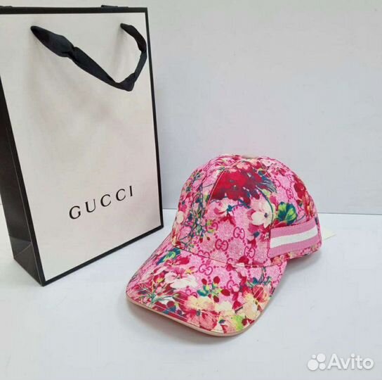 Новая бейсболка Gucci розовая