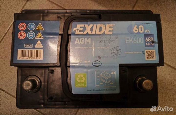 Аккумулятор автомобильный 60 ач Exide Б/у