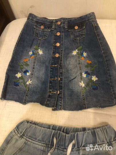 Джинсовая юбка zara s (цена за 4 юбки)