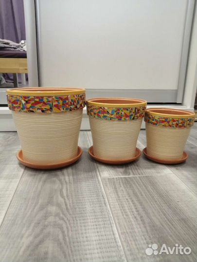 Керамические горшки 3 шт