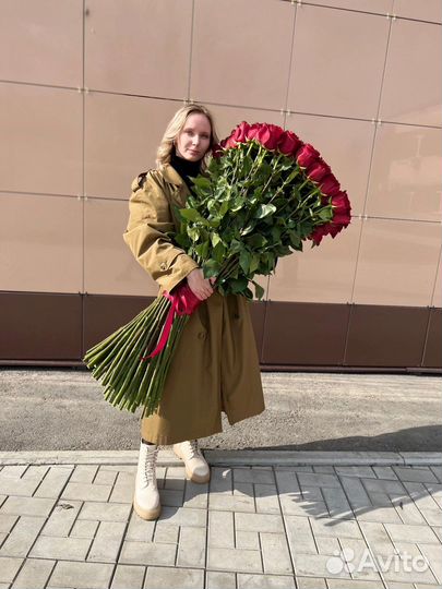 Премиум роза Эквадор метровая. Роза 100 см