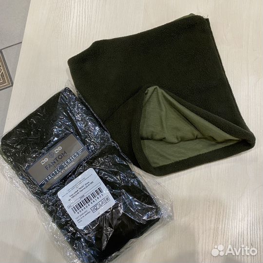 Шарф-снуд двухслойный, труба, флис, хаки