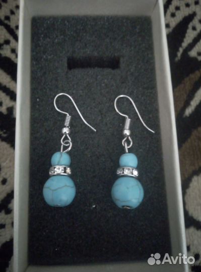 Серьги Бирюза, камень натуральный