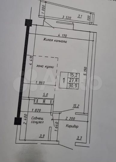 Квартира-студия, 30 м², 2/9 эт.