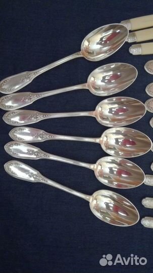 Серебро Франция 950. Ложки столовые, вилки + ножи