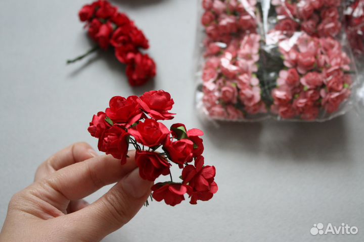 Бумажные цветы для скpaпбукингa Mини розы