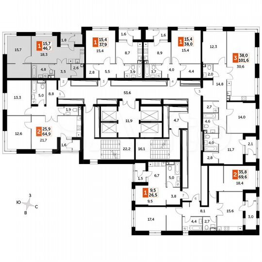 1-к. квартира, 46,7 м², 36/43 эт.