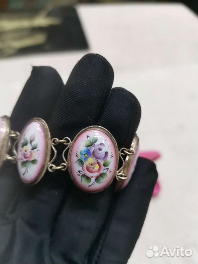 Браслет бижутерия СССР Эмаль Финифть и скань (Ч)