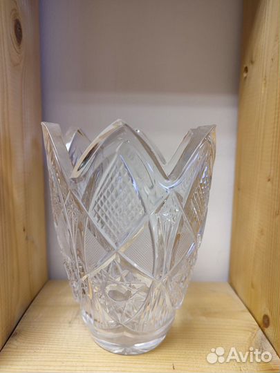 Ваза для цветов Тюльпан хрусталь времен СССР 17см