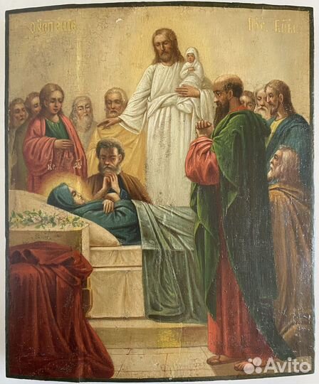 Антикварная старинная икона Успение 19 век