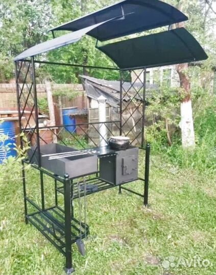 Мангал с печью и столиком