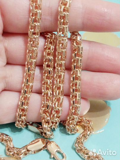 Золотая цепь и браслет Бисмарк покрытие золото