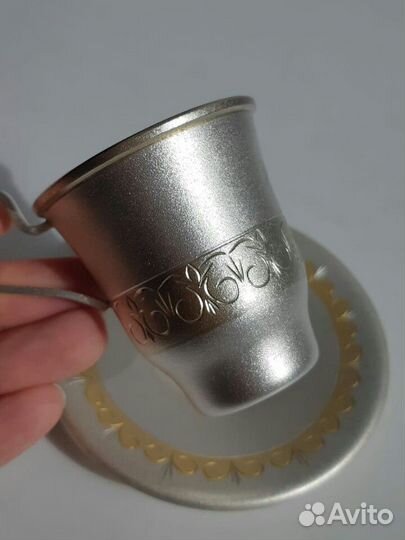 Кофейный набор из мельхиора,серебра с позолотой