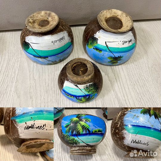 Сувенир посуда и кокосы (с Мальдив), ручная работа